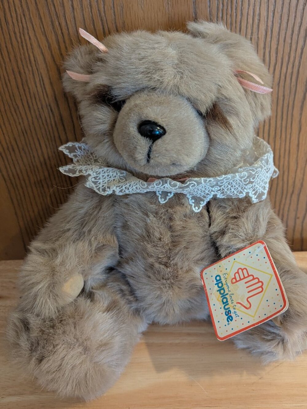 Applause "Amanda" Teddy Bear Plush Jointed w/ Lace Collar-13" Collectible w/Tags